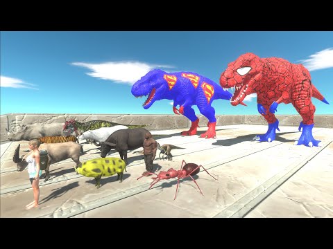 Escape From Spiderman & Superman T-Rex - Animal Revolt Battle Simulator