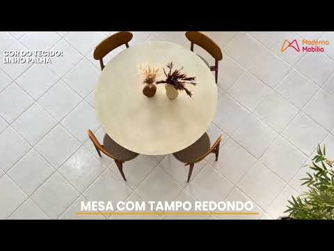 Video thumbnail of Sala de Jantar Mesa Ballare 120cm Tampo Redondo com 4 Cadeiras Ballare Soft