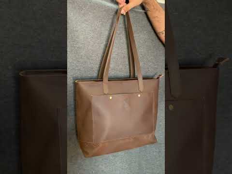 Plain rectangular ladies leather tote bag
