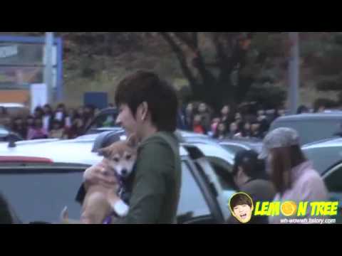 111106 [FANCAM] Infinite with puppies~ Hoya so lovely ^^