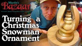 Turned Wood Christmas Snowman Inside Out Ornament