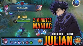 2 Minutes MANIAC!! Julian Jujutsu Kaisen Skin Insane 22 Kills!! - Build Top 1 Global Julian ~ MLBB