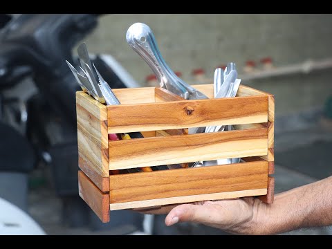 KALPAVRIKSHA WoodenSpoon Holder, Kitchen Brown Wood Organizer Stand