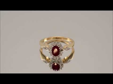 9ct Gold 18pt Diamond And Ruby Cluster Ring - D7415