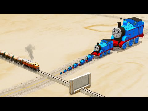 Big & Small Thomas the Tank Vs Train Vs Impossible Wall Rail Tracks - BeamNg.Drive