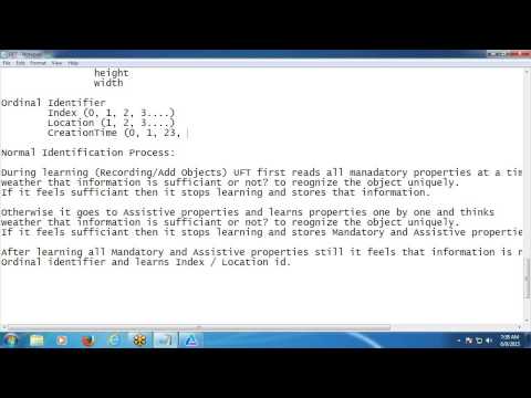 UFT Object Identification