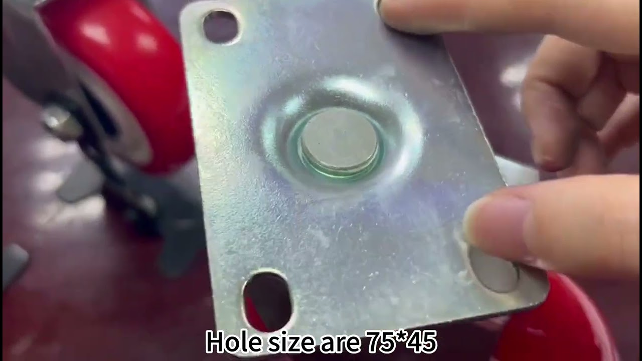 PU and Core PP Red Swivel Plate Medium duty caster without brake.