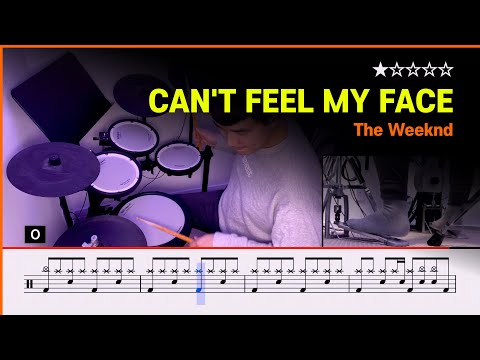 [Lv.02] The Weeknd - Can't Feel My Face (★☆☆☆☆) Pop Drum Cover with Sheet Music