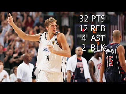 Dirk Nowitzki Full Highlights vs Team USA (2004.08.05) - 32 PTS, 12 REB, 4 AST, 2 BLK! CLUTCH!