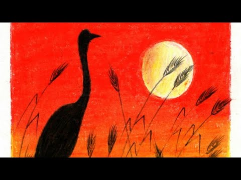 How to draw a Sunset scenery by oil pastel colour | Step by step Drawing for beginners |Easy Drawing