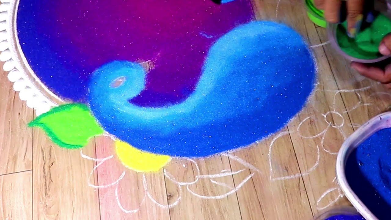 diwali special rangoli design peacock by jeet rangoli