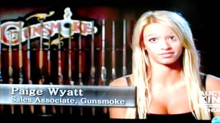 Gunsmoke Paige rides a mechanic Bull
