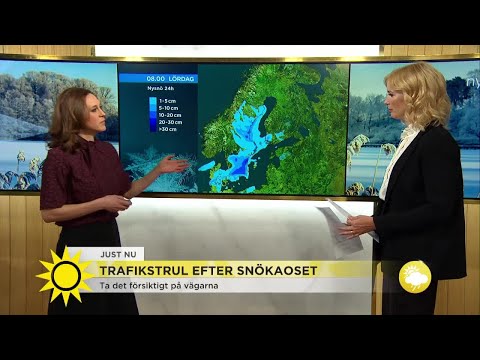 Trafikstrul efter snökaoset – nya vädervarningar i södra Sverige - Nyhetsmorgon (TV4)