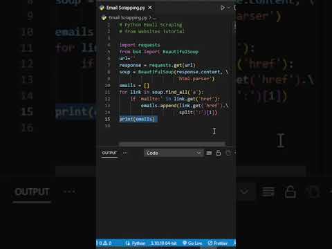 Quick And Easy Python Email Scraping Tutorial Pythonemailscraping Programming Python Shorts