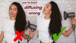 HOW TO DIFFUSE CURLS IN 10 MINUTES! NO FRIZZ, NO SHRINKAGE