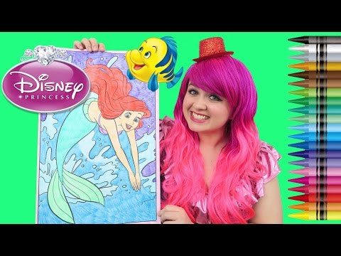 Coloring Ariel The Little Mermaid GIANT Coloring Page Crayons | COLORING WITH KiMMi THE CLOWN Video