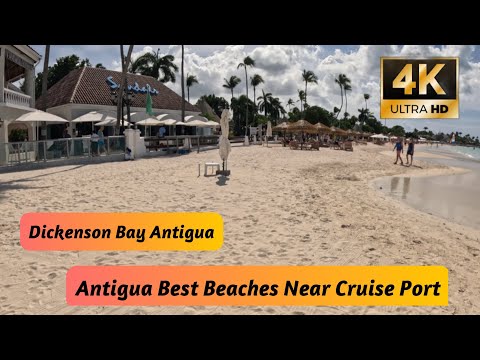 Best Beaches In Antigua Near Cruise Port - Dickenson Bay Beach 🏖️ 4k Walking Tour