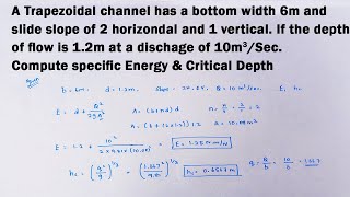 Applied Hydraulic Engineering Numerical | Specific Energy and Critical Depth | GATE Solved Problems