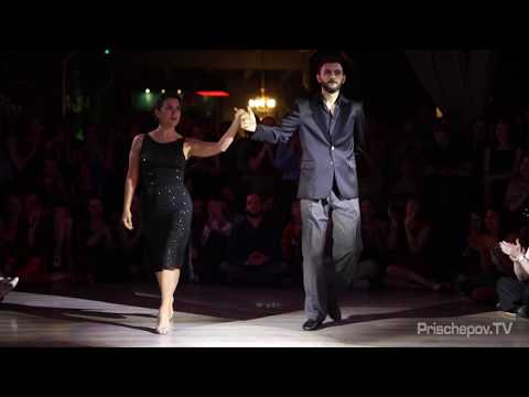  Dana Frigoli  and  Adrian Ferreyra  are  dancing  to  the  tango  "  Pescadores de Perlas  "  by  Florinda Sassone  at  Planetango Moscow  in  2018