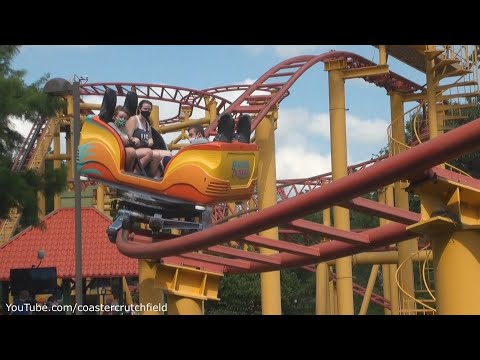 Off-ride footage of a Spinning Dragons train