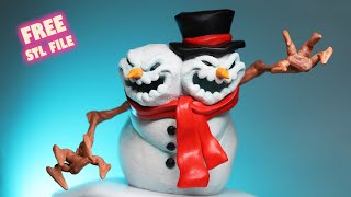 I Made Frosty The SnowMonster in Nomad Sculpt A 3D Modeling App - Free STL File for Download