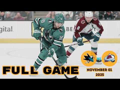 San Jose Sharks vs Colorado Avalanche | NHL Full Game | November 01, 2025