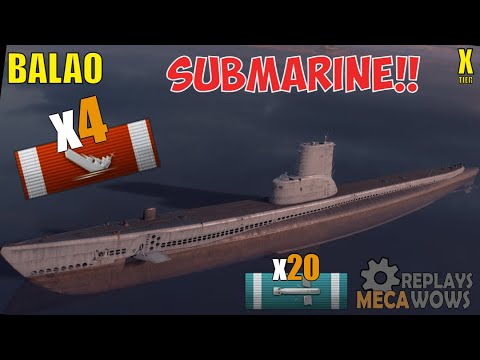 Submarine Balao 4 Kills & 200k Damage | World of Warships Gameplay