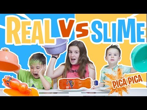 DRINK SLIME vs REAL DRINK vs PICA PICA!! bebida real vs bebida slime