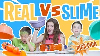 DRINK SLIME vs REAL DRINK vs PICA PICA!! bebida real vs bebida slime