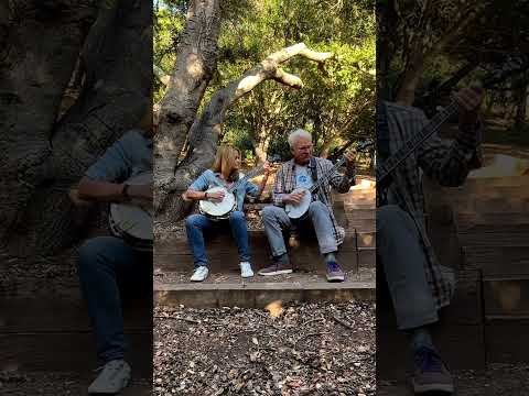 Alison Brown and I on a beautiful day playing Foggy Morning Breaking.