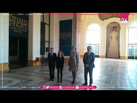 Belgium's Queen Mathilde visits Khnopff exhibit in Paris