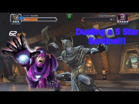 Dueling a 5 star Sentinel Rank 5/65 With 3 Star Champions | Marvel Contest Of Champions