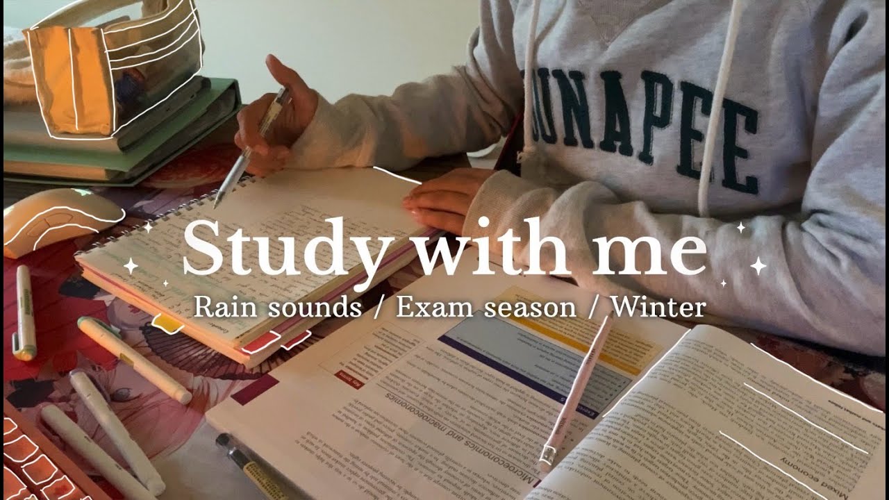 Study With Me / No music / Rain Sounds / Exam Season / Study Motivation / ASMR / Pomodoro Timer