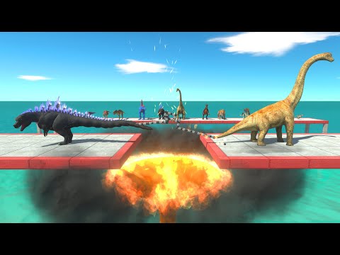Tug of war between carnivorous and herbivorous dinosaurs - Animal Revolt Battle Simulator