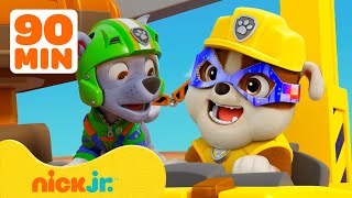 PAW Patrol Rubble's Rescues in Adventure Bay! w/ Rocky & Zuma | 90 Minutes | Rubble & Crew