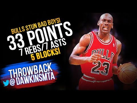 Michael Jordan Offensive & Defensive Play 1991 ECF Game 3 Bulls vs Pistons - 33 Pts, 5 Blks!