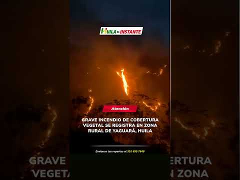 Voraz incendio de cobertura vegetal en zona rural del municipio de Yaguará, Huila.