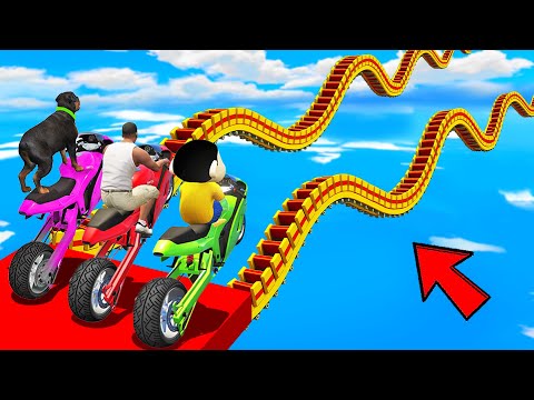 SHINCHAN AND FRANKLIN TRIED THE IMPOSSIBLE DUAL ZIGZAG TRACK PARKOUR CHALLENGE GTA 5