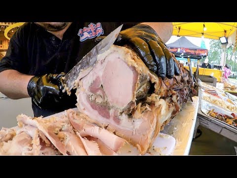 Italy Street Food from Rome. 'Porchetta' Pig Meat Sandwiches Video