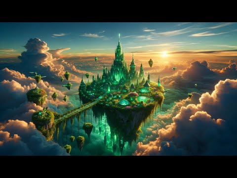 Emerald Castle in the Sky #aiart #dalle3