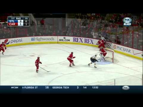 Justin Faulk seeing eye wrist shot goal 2-1 St. Louis Blues @ Carolina Hurricanes Jan 30 2015 NHL