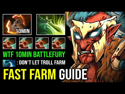 How to Fast Farm Troll Warlord 10Min Battlefury Unlimited Root 100% Can't Be Stopped Dota 2