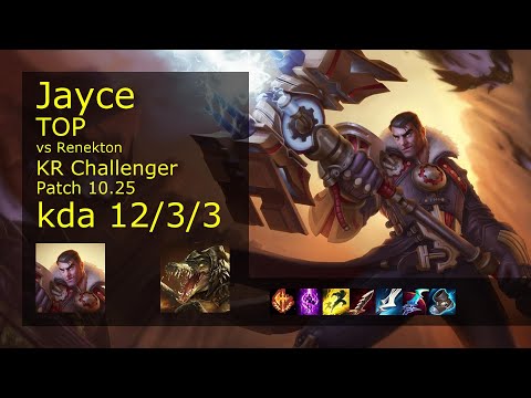 Jayce Top vs Renekton - KR Challenger 12/3/3 Patch 10.25 Gameplay // [롤] 제이스 vs 레넥톤 탑