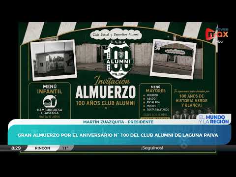 Gran almuerzo por los 100 años del Club Alumni de Laguna Paiva | Martín Zuazquita - Presidente