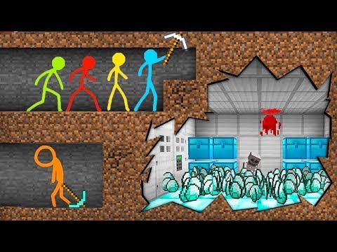 Stickman vs Minecraft Cartoon (original) DIAMOND SECRET BASE