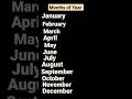 Months Of Year January February Shorts