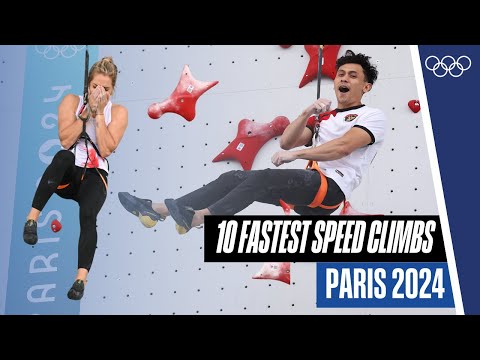 Racing Against the Time 🧗‍♂️ | 10 Fastest Speed climbing times at #Paris2024 😮‍💨 | Top Moments