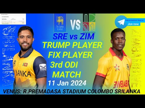 SRI vs ZIM DREAM 11 PREDICTION Srilanka vs Zimbabwe 3rd ODI MATCH dream 11 PREDICTION TEAM TODAY 🥸
