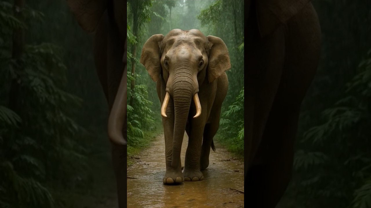 𝐀𝐈 𝐆𝐞𝐧𝐞𝐫𝐚𝐭𝐞𝐝 𝐄𝐥𝐞𝐩𝐡𝐚𝐧𝐭 𝐢𝐧 𝐇𝐞𝐚𝐯𝐲 𝐑𝐚𝐢𝐧 – 𝐒𝐮𝐫𝐫𝐞𝐚𝐥 𝐖𝐢𝐥𝐝𝐥𝐢𝐟𝐞 𝐌𝐨𝐦𝐞𝐧𝐭! 🐘🌧️ #viral #viralvideo #creativity