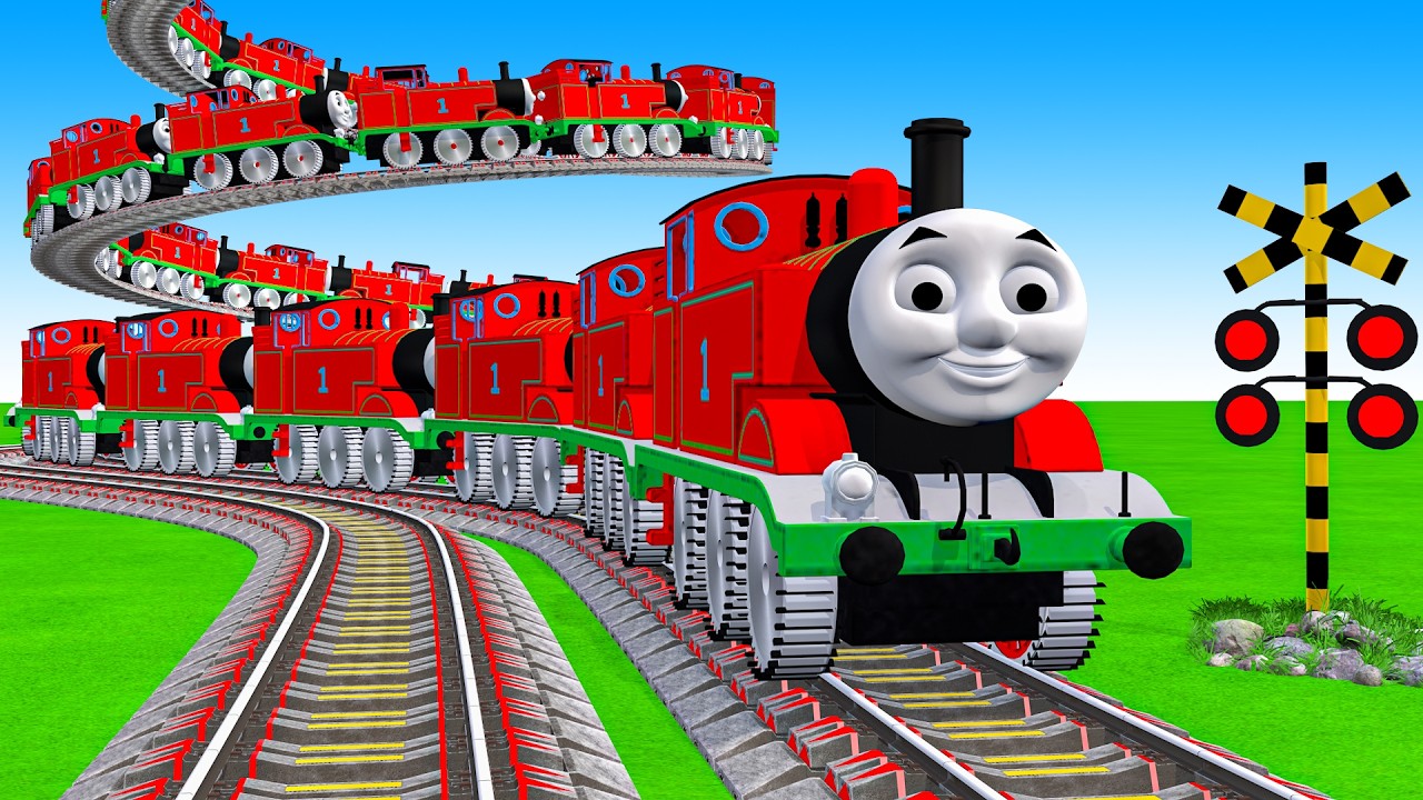 【踏切アニメ】複雑な電車 Trains Climbing Pynamid 🚦 Fumikiri 3D Railroad Crossing Animation #1million